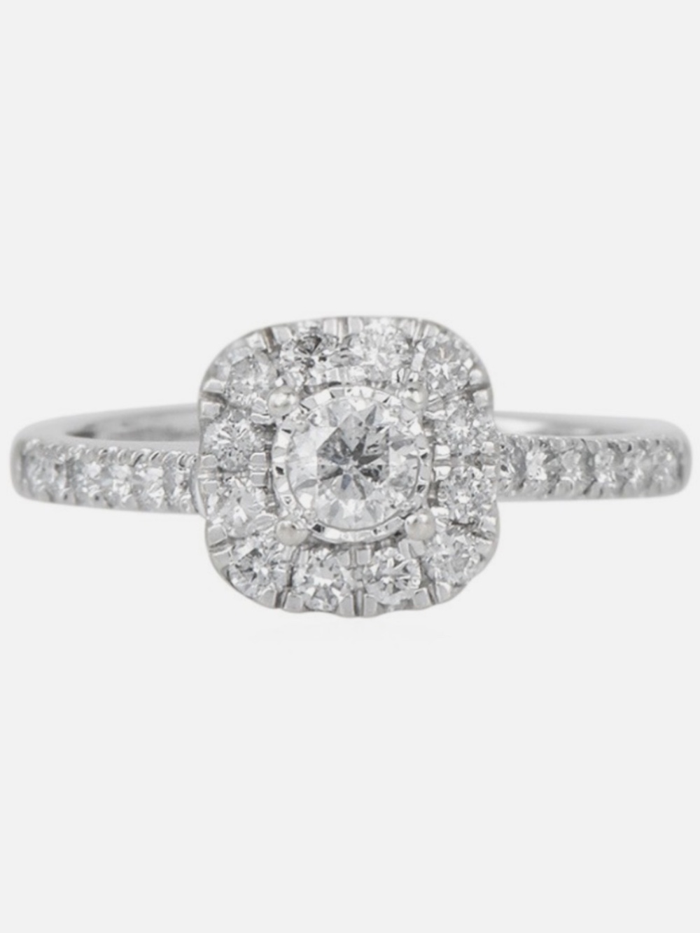 Estate Diamond 10K White Gold Halo Engagement Band Ring 2.1 Gr